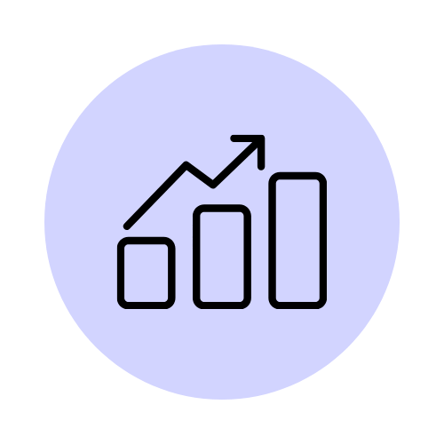 Bar chart with an upward trend, representing impact analytics